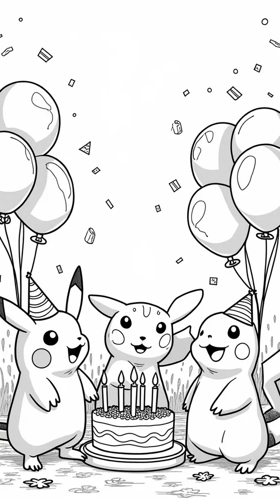 páginas para colorear de cumpleaños de pokemon